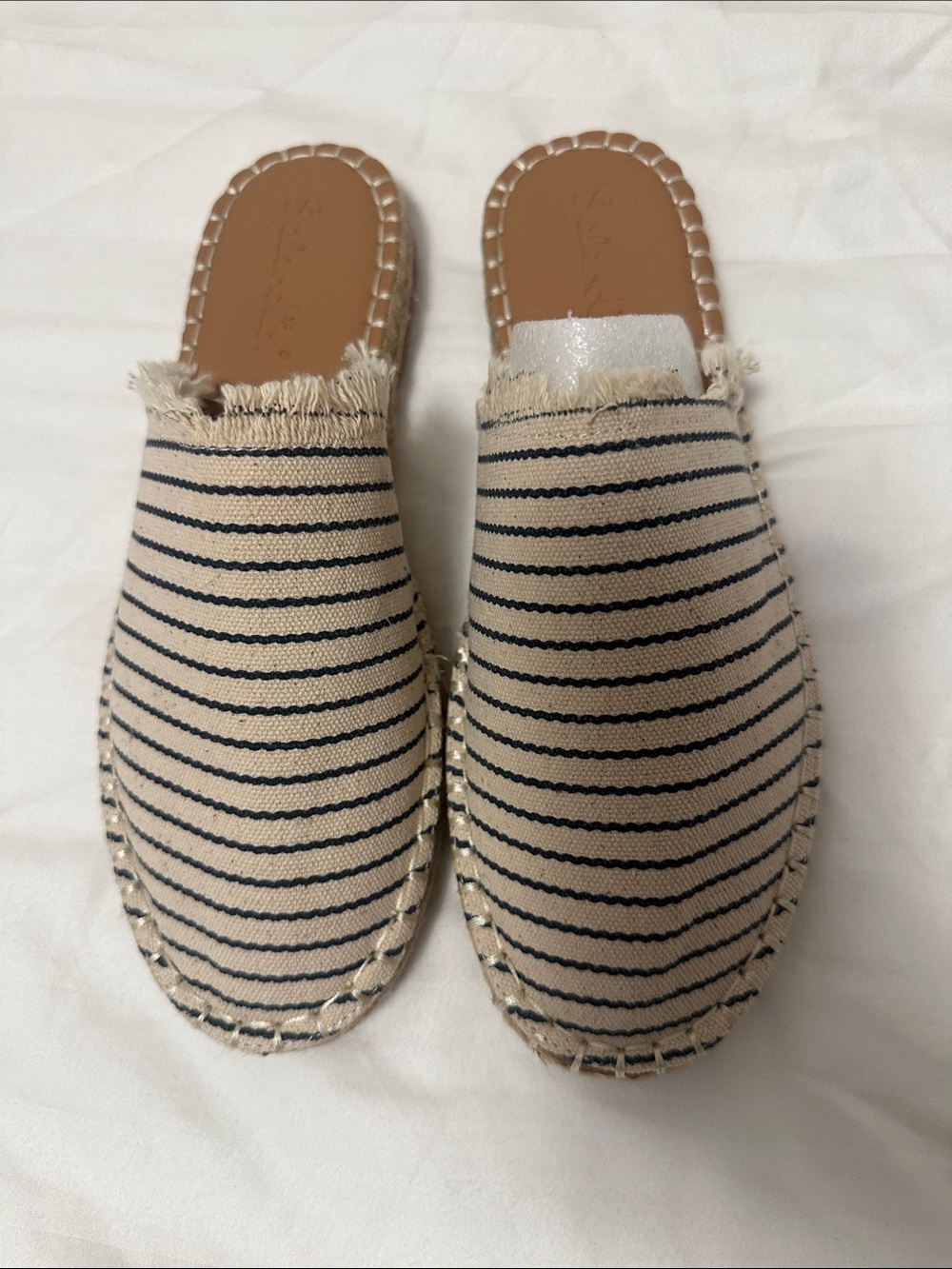 Splendid Beige and Black Striped Canvas Mules